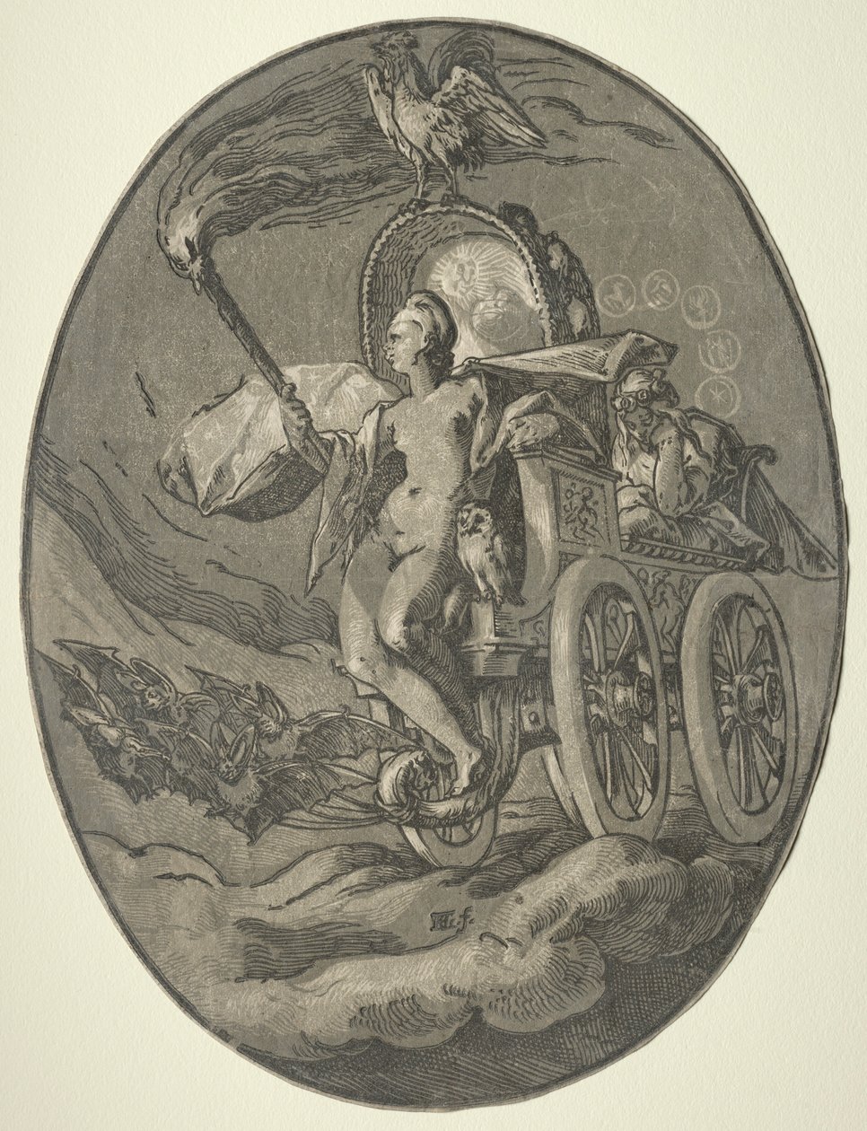 Zeven godheden: Nox Nacht, 1588-1590 door Hendrik Goltzius