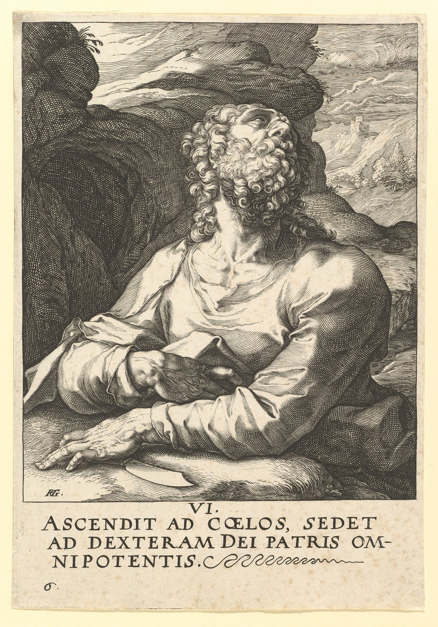 St. Bartholomeus, uit Christus, de Apostelen en St. Paulus met de Geloofsbelijdenis door Hendrik Goltzius