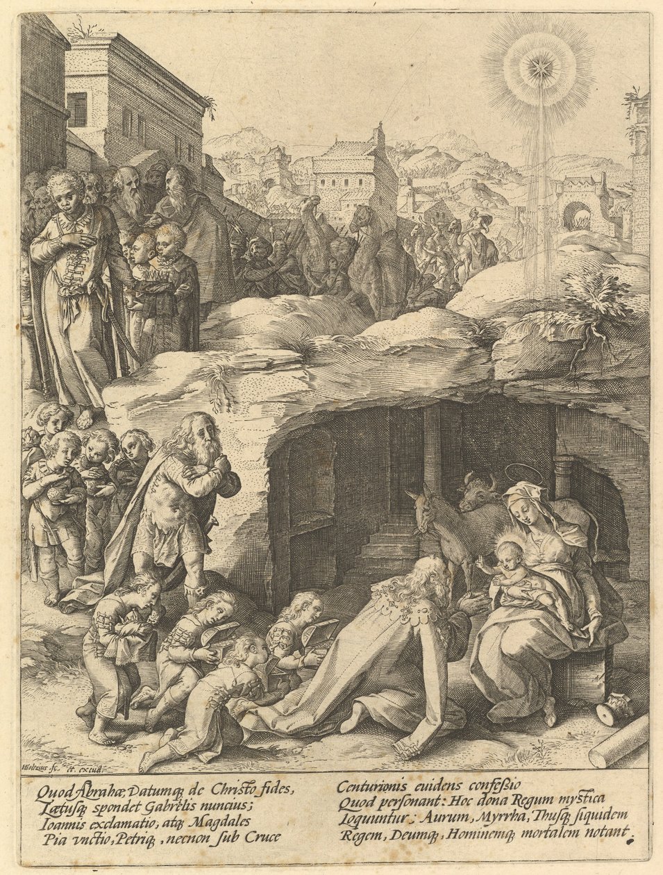 De Aanbidding der Wijzen, ca. 1585 door Hendrik Goltzius