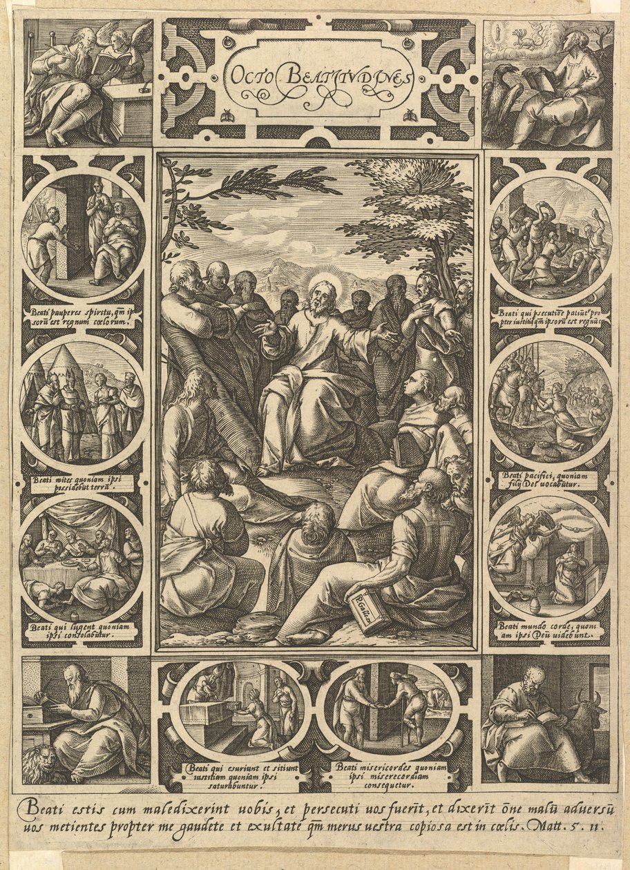 De acht zaligsprekingen door Hendrik Goltzius
