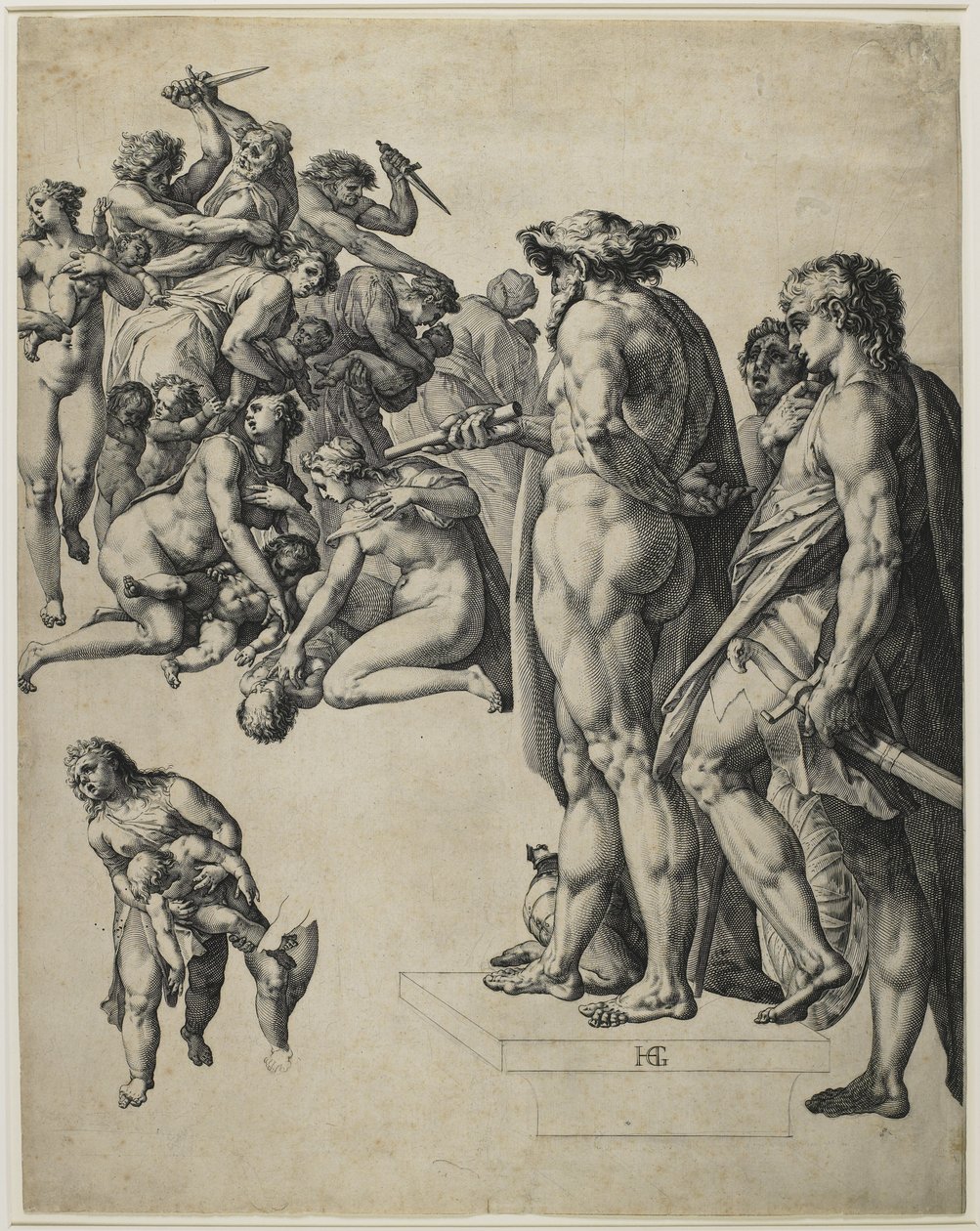 De slachting van de onschuldigen, ca. 1584 door Hendrik Goltzius