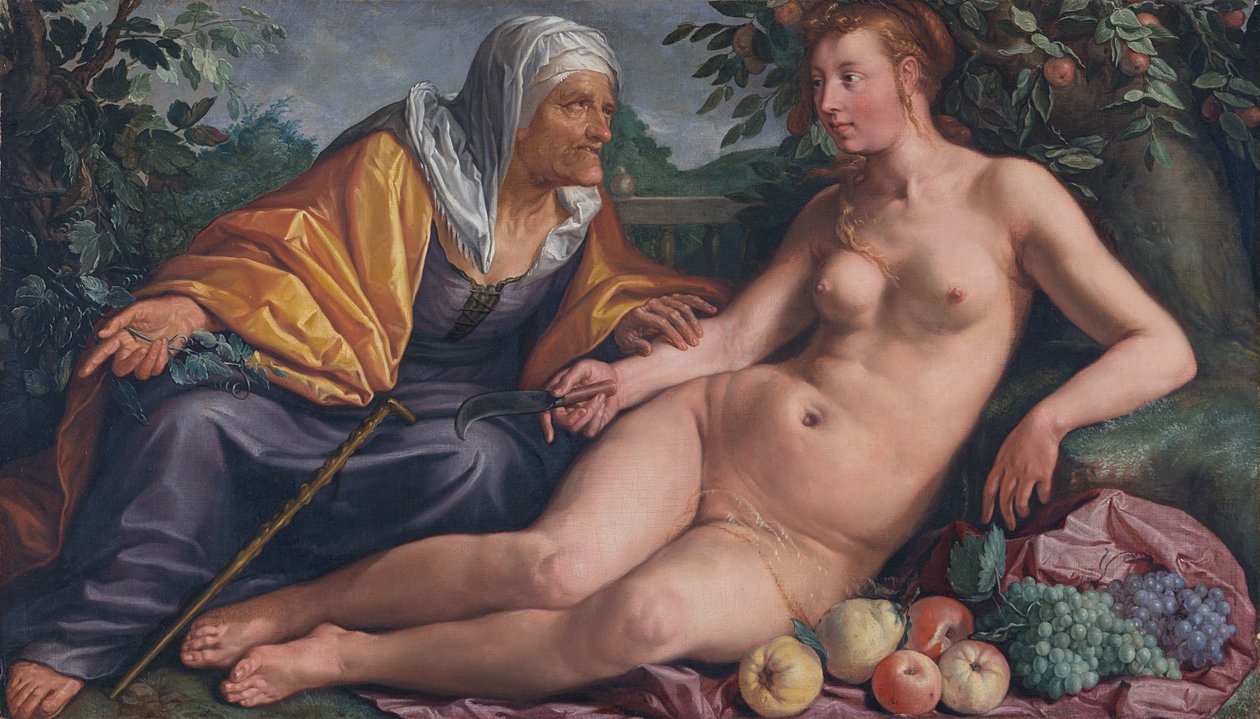 Vertumnus en Pomona door Hendrik Goltzius