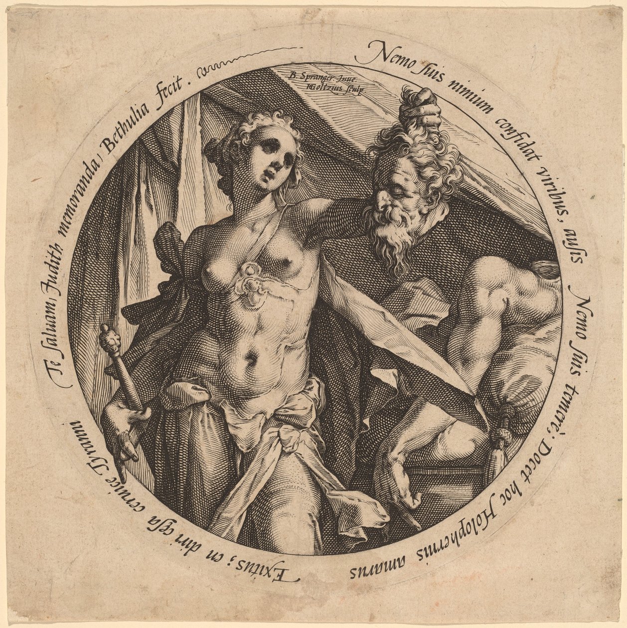 Judith met het Hoofd van Holofernes door Hendrik Goltzius, after Bartholomaeus Spranger