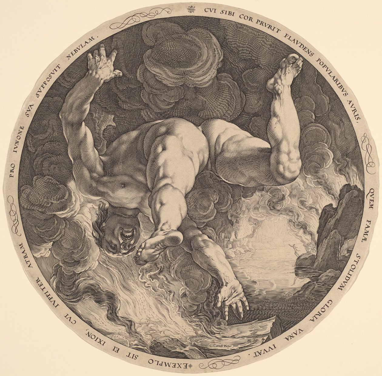 Ixion door Hendrik Goltzius, after Cornelis Cornelisz van Haarlem