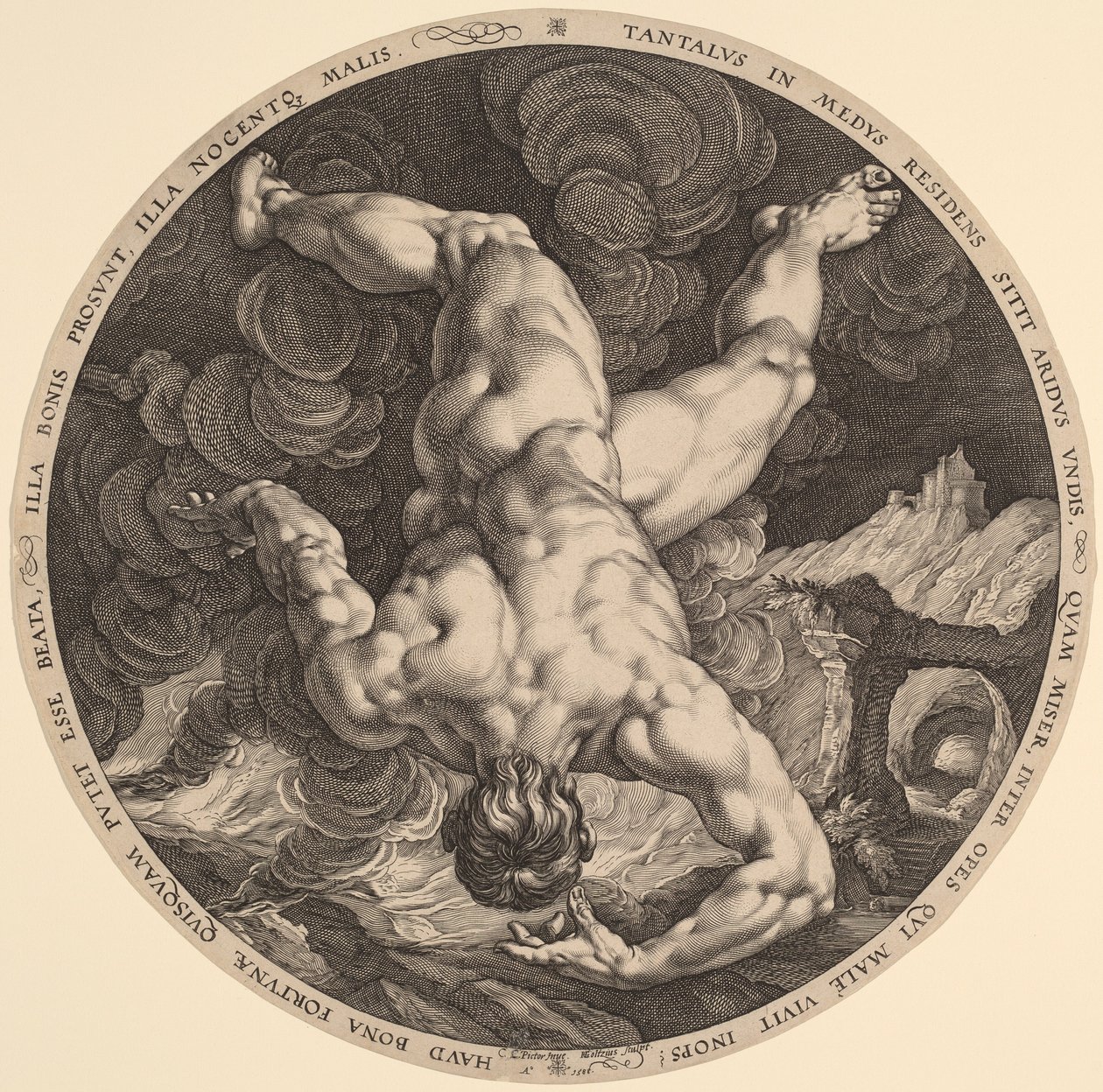 Tantalus door Hendrik Goltzius, after Cornelis Cornelisz van Haarlem