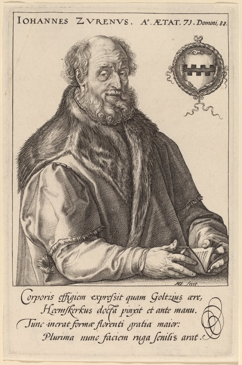 Johannes Zurenus (Jan van Zuren) door Hendrik Goltzius after Maerten van Heemskerck