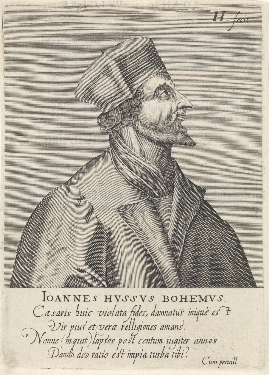 Portret van John Hus door Hendrik Hondius the Elder