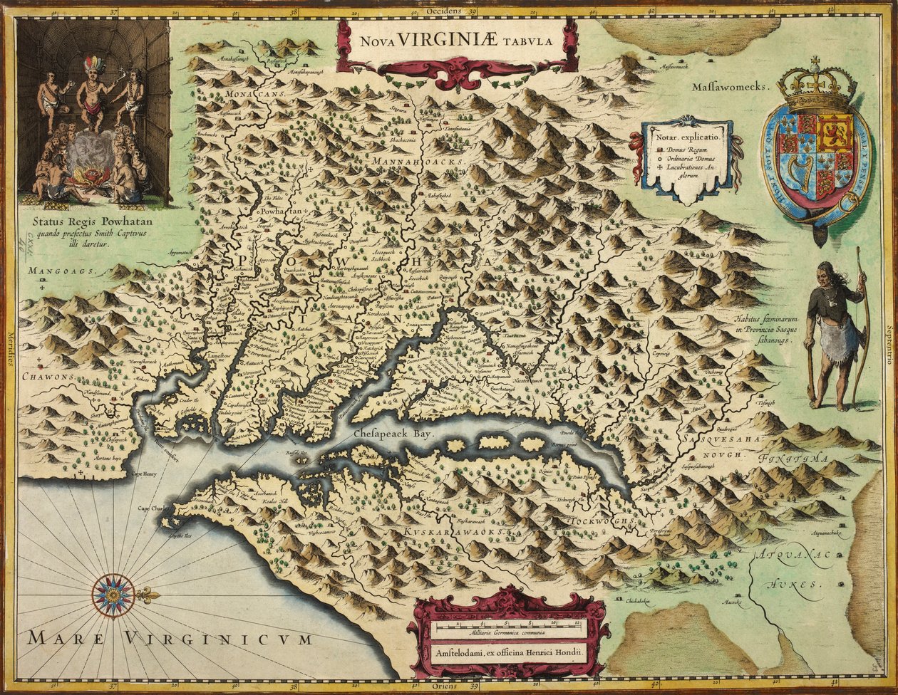 Een kaart van Virginia door Hendrik I Hondius