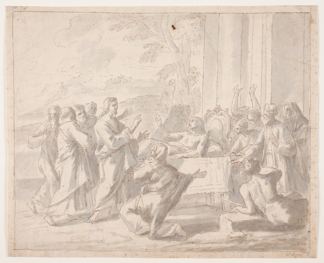 Opwekking van de zoon van de weduwe van Nain (Luk. 7,11 vv) door Hendrik Krock