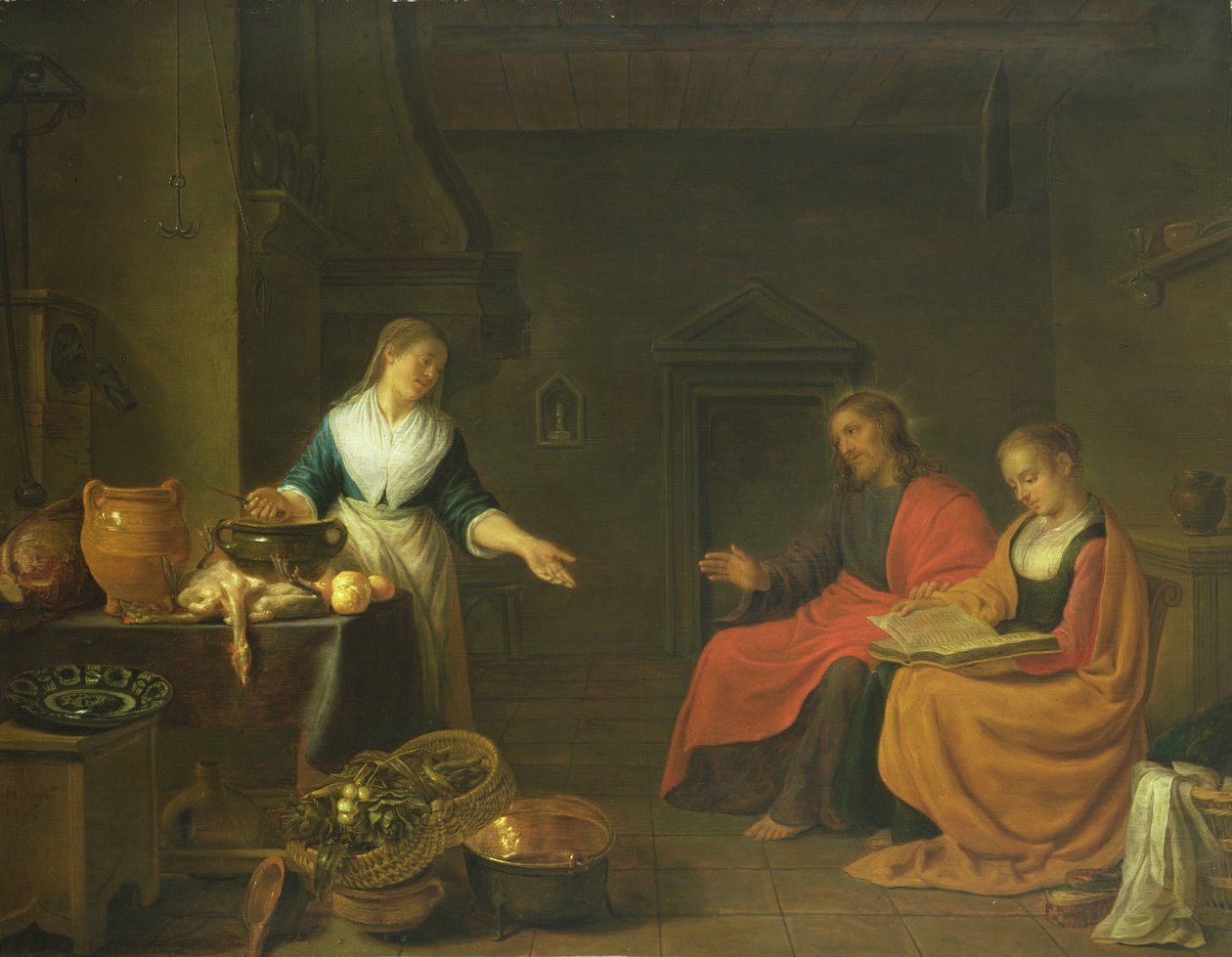 Christus in het huis van Martha en Maria, 1645 door Hendrik Martensz Sorgh