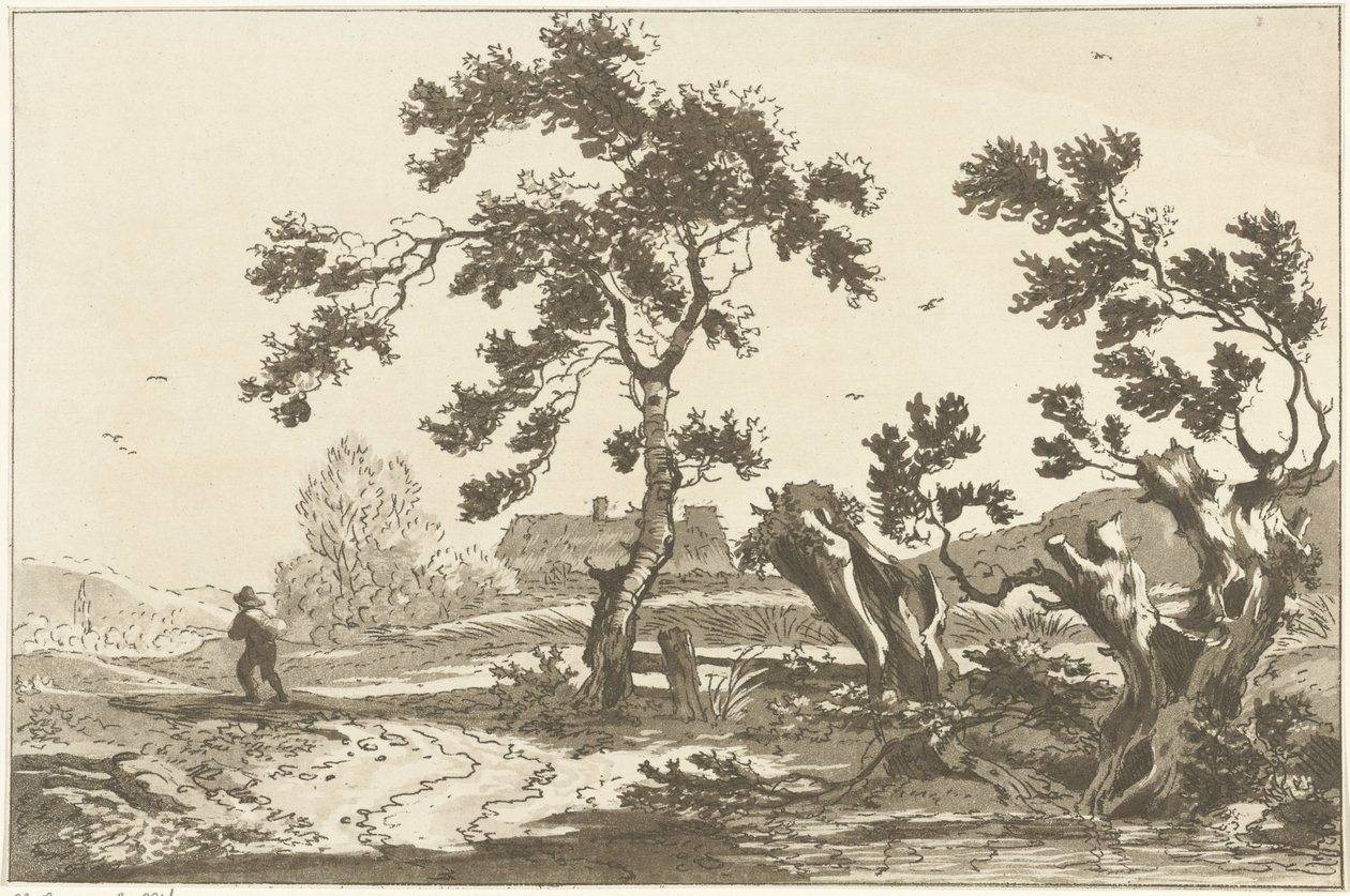 Bomen langs een weg door Hendrik Meijer
