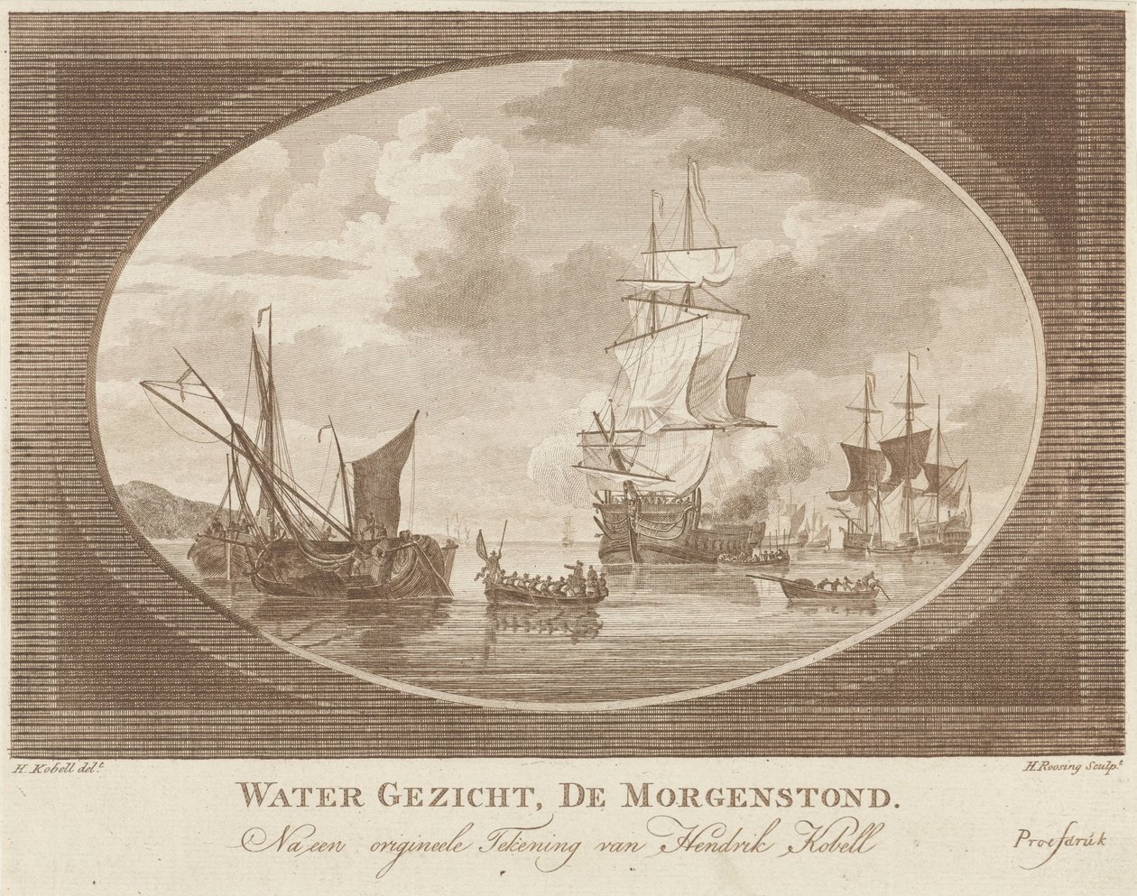 Schepen op kalm water door Hendrik Roosing