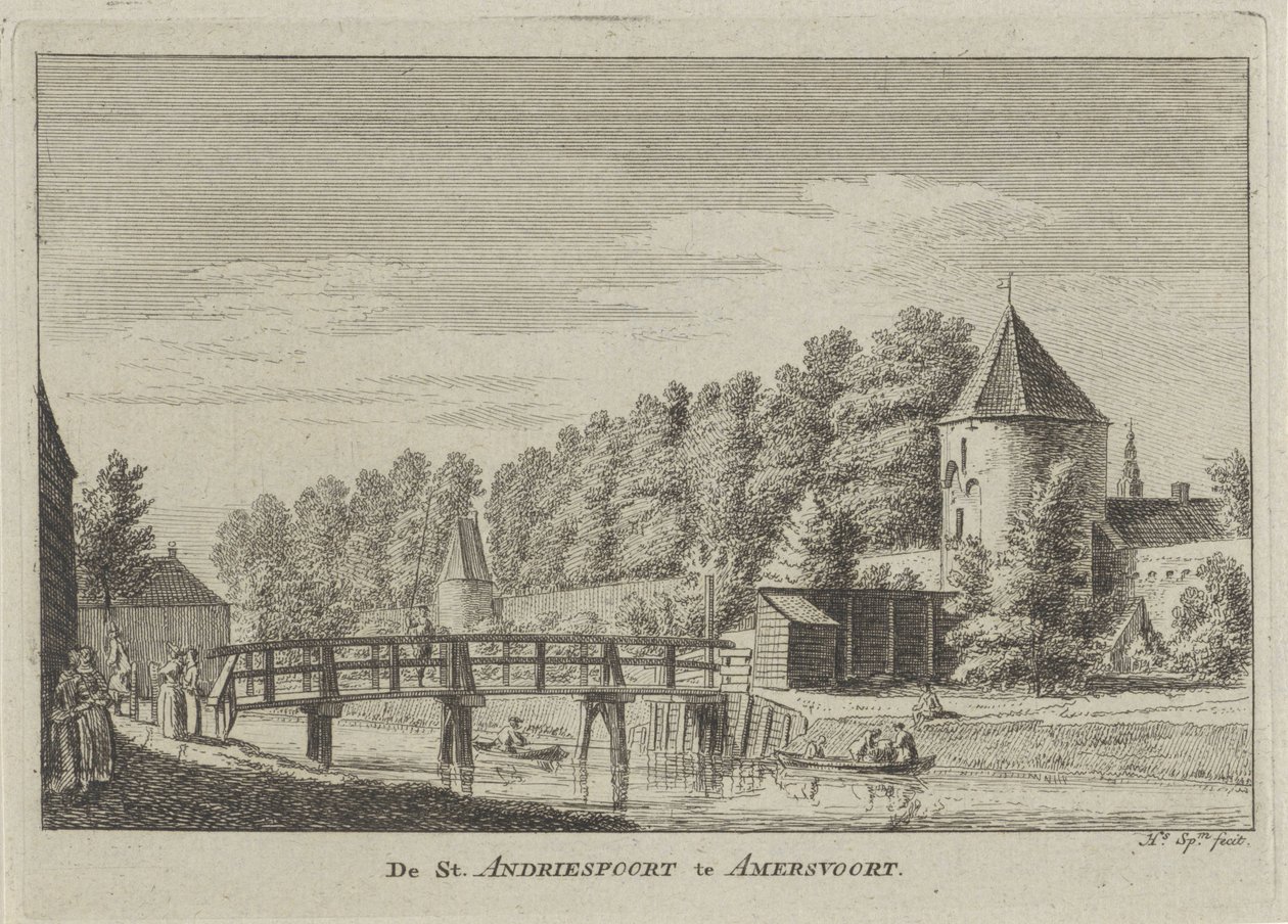 Gezicht op de Sint Andriespoort te Amersfoort door Hendrik Spilman