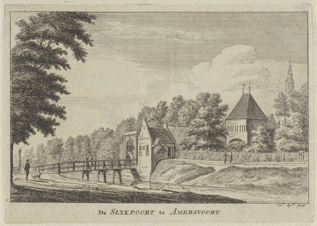 Gezicht op de Slijkpoort te Amersfoort (De Slykpoort te Amersvoort) door Hendrik Spilman