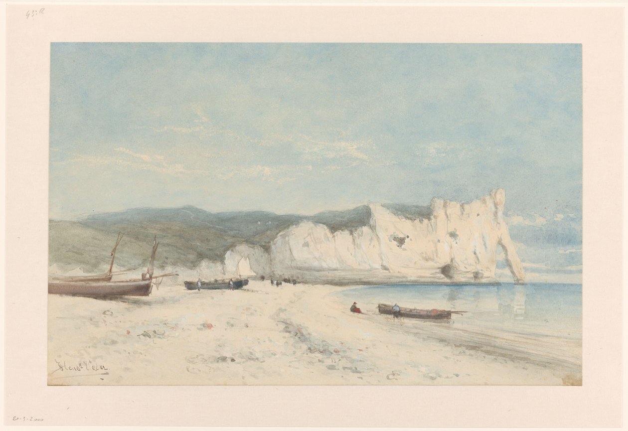 Kustlandschap met witte krijtrotsen door Hendrik Veder