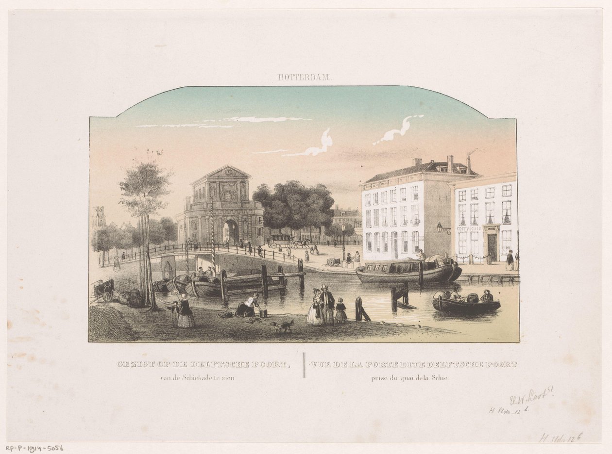 Gezicht op de Delftse Poort in Rotterdam door Hendrik Wilhelmus Last (attributed to)