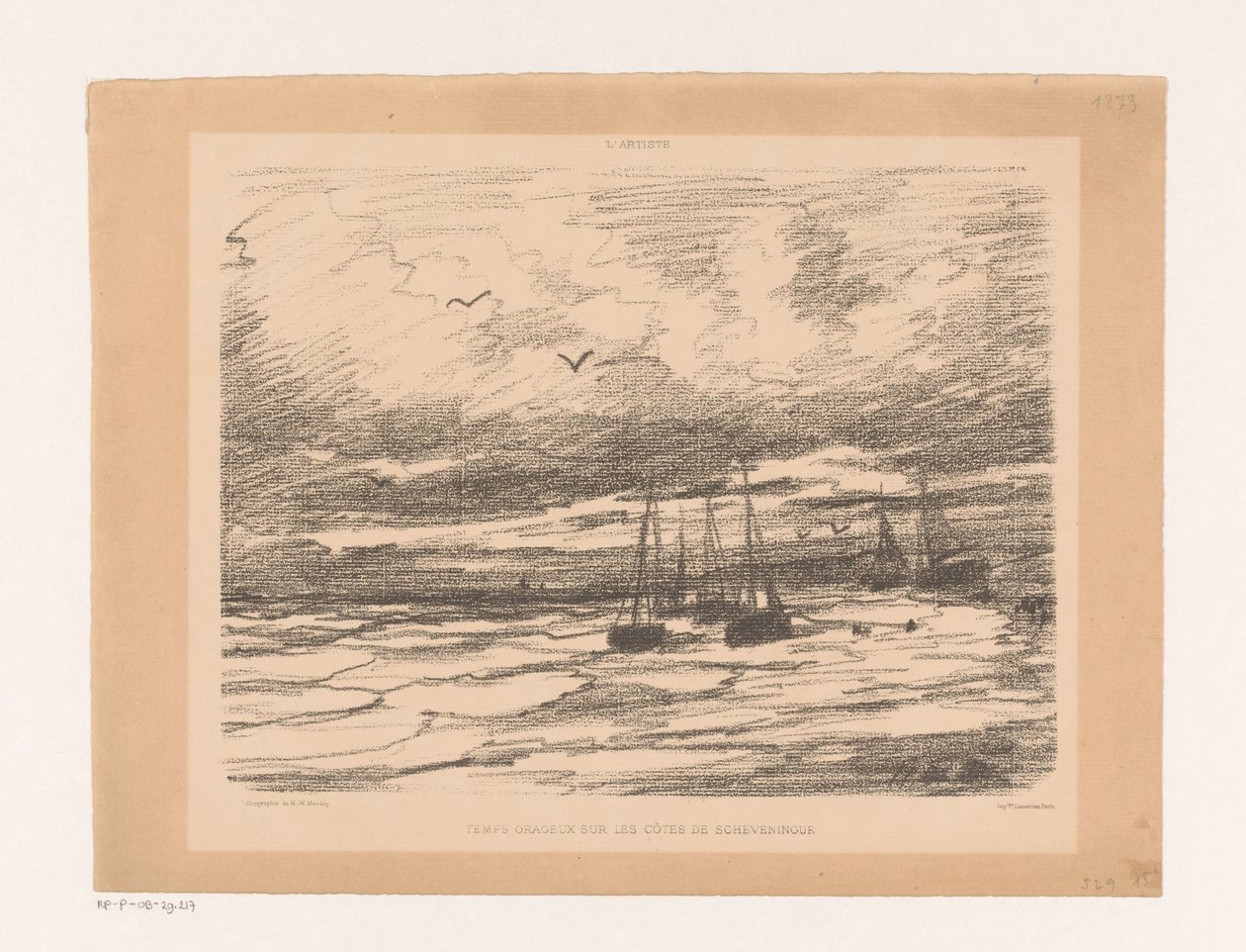 Stormachtig weer bij de kust van Scheveningen door Hendrik Willem Mesdag