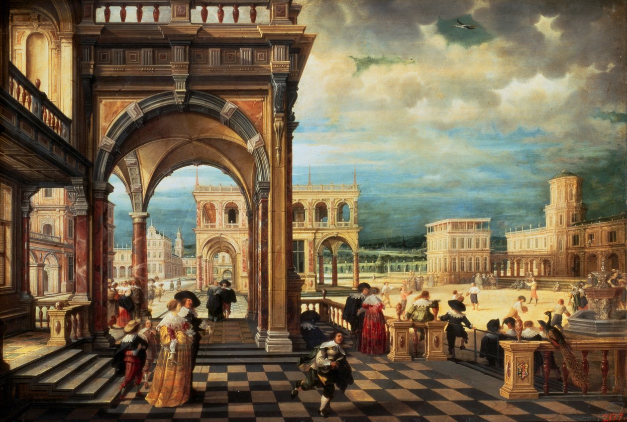 Italiaans paleis door Hendrik the Younger Steenwyck