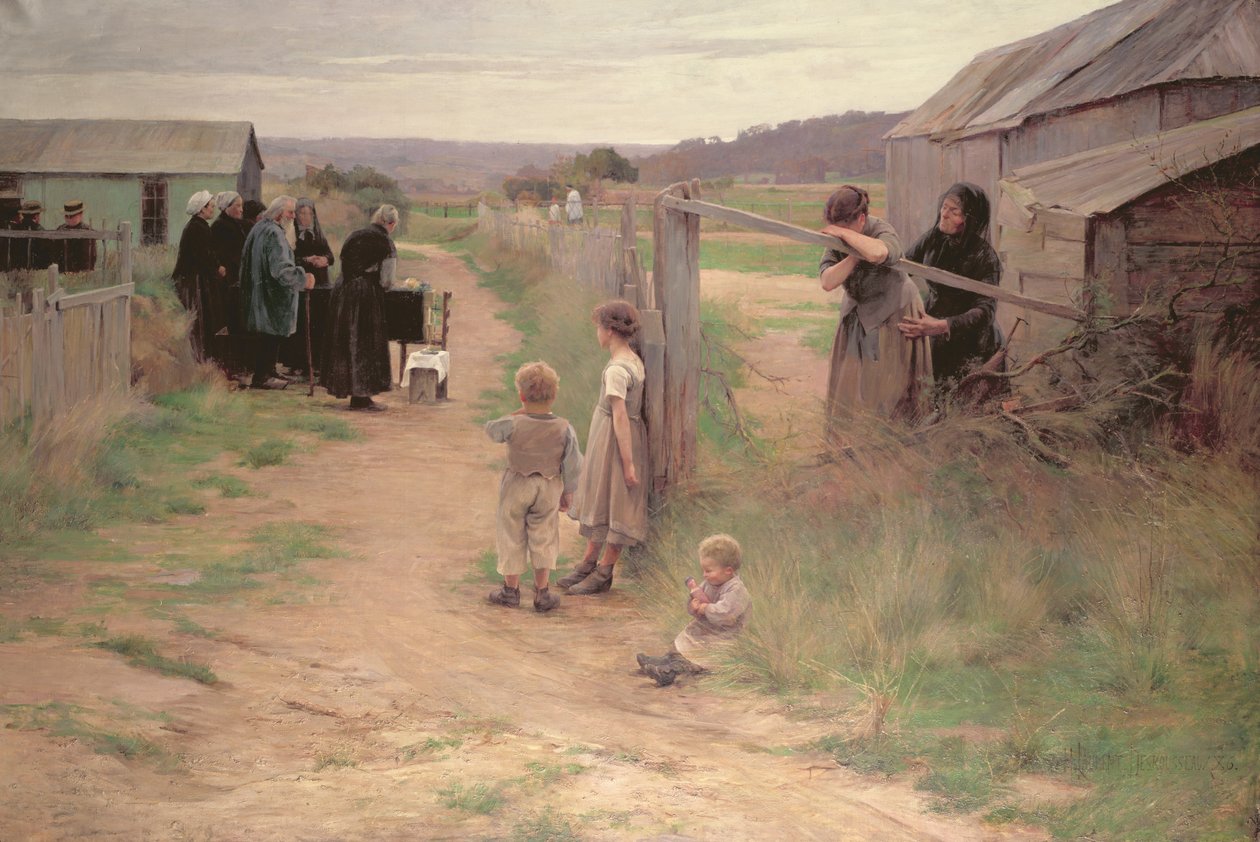 Begrafenis in Bresse, 1886 door Henri Alphonse Louis Laurent Desrousseaux