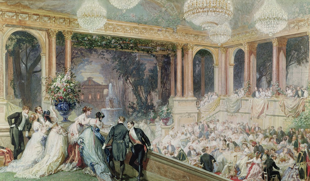 Diner in de Tuilerieën, 1867 door Henri Baron