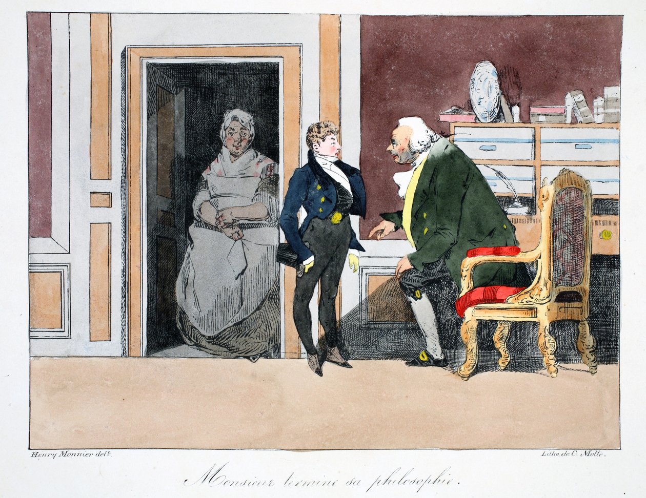 Illustratie, ca. 1828 door Henri Bonaventure Monnier