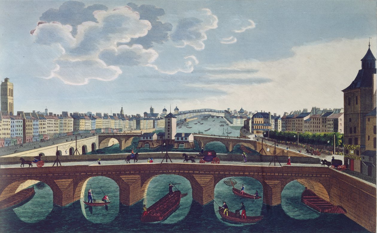 De Pont au Change en de Pont Notre Dame, c.1815-20 door Henri Courvoisier Voisin