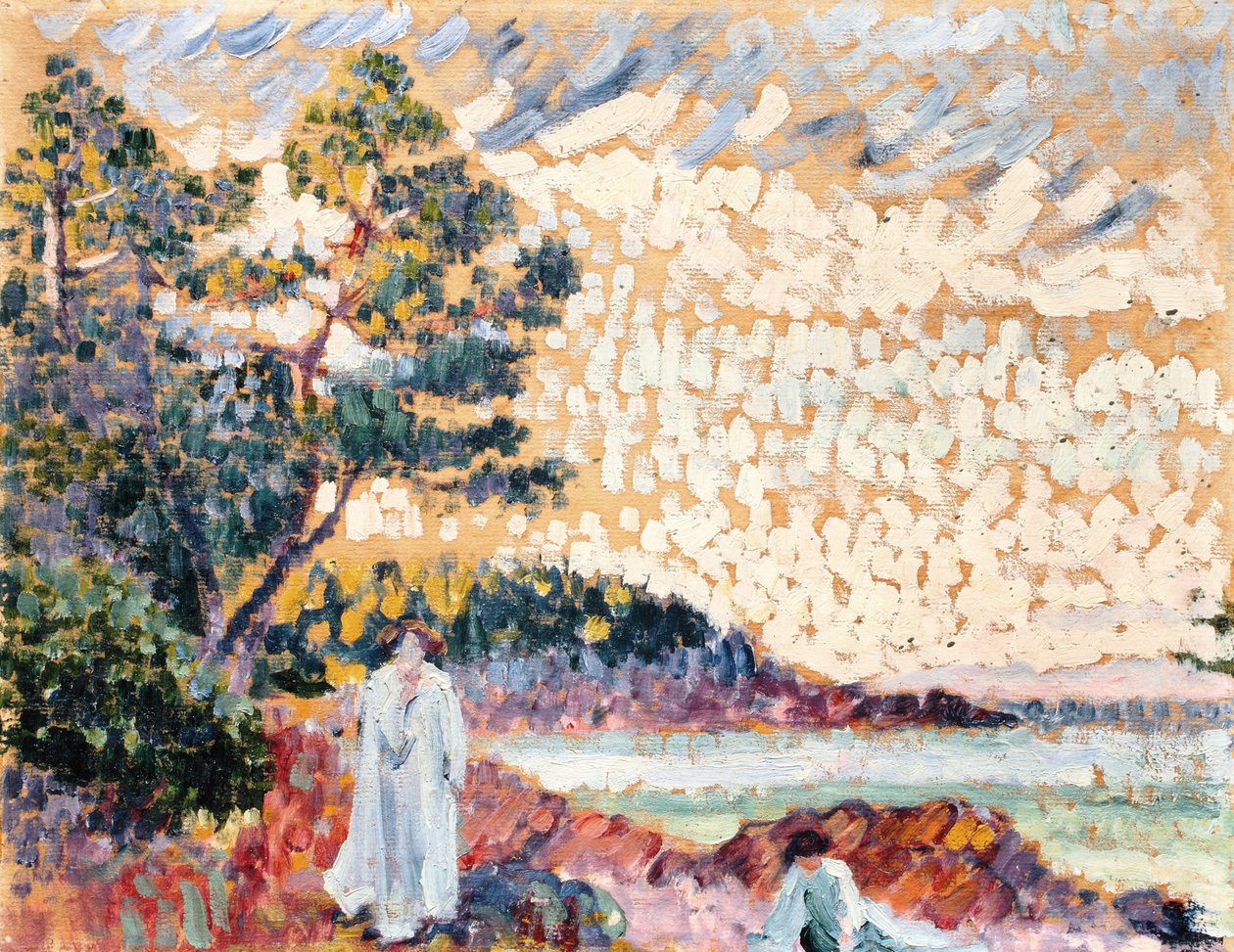 Twee vrouwen in een zeelandschap, ca. 1900 door Henri Edmond Cross