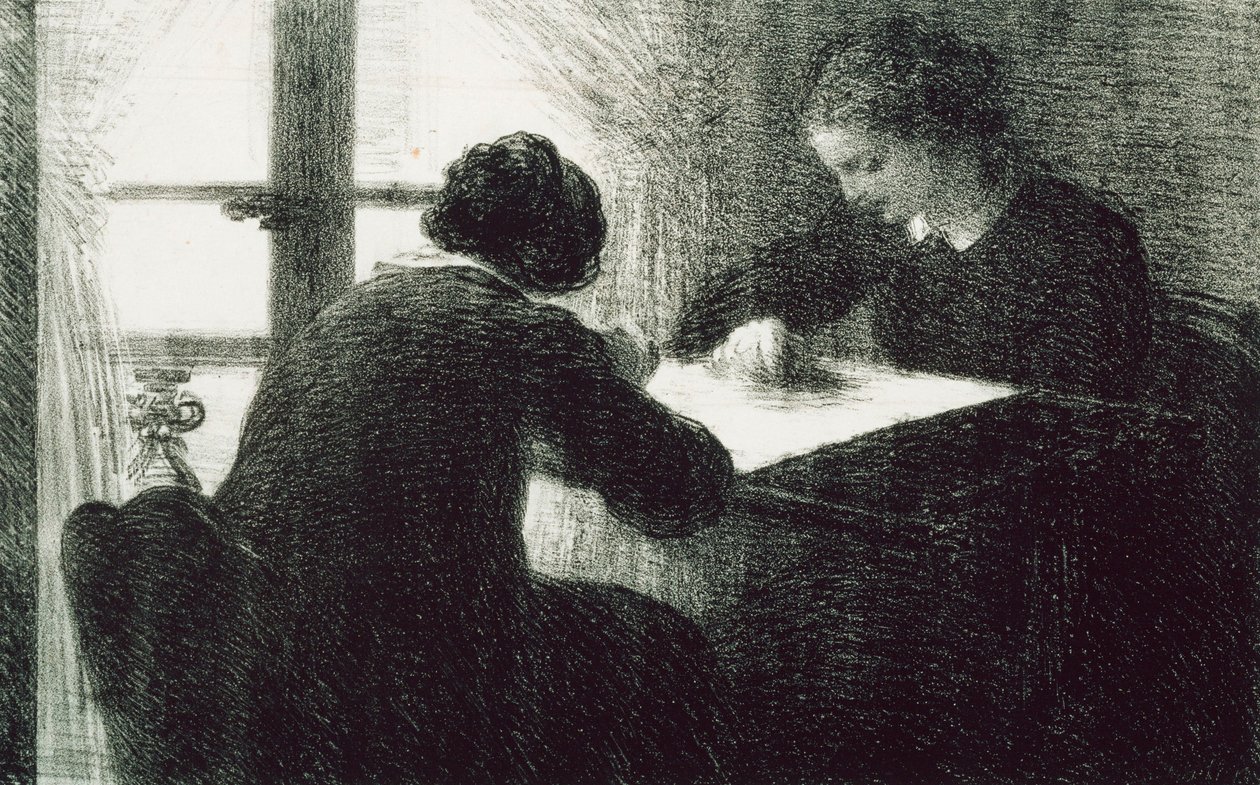 De Borduursters (Les Brodeuses) door Ignace Henri Jean Fantin Latour