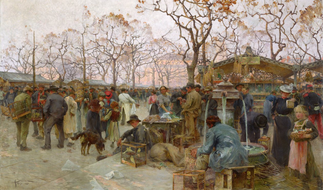 De Parijse Vogelmarkt door Henri Gaston Darien