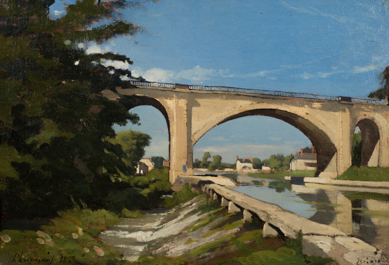 De Spoorbrug bij Briare door Henri-Joseph Harpignies