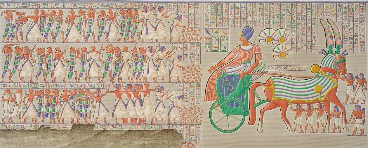 Bas-reliëf bij Medynet-Abou, Paleis van de Koningen in Thebe, Volume I, plaat 12, uit 