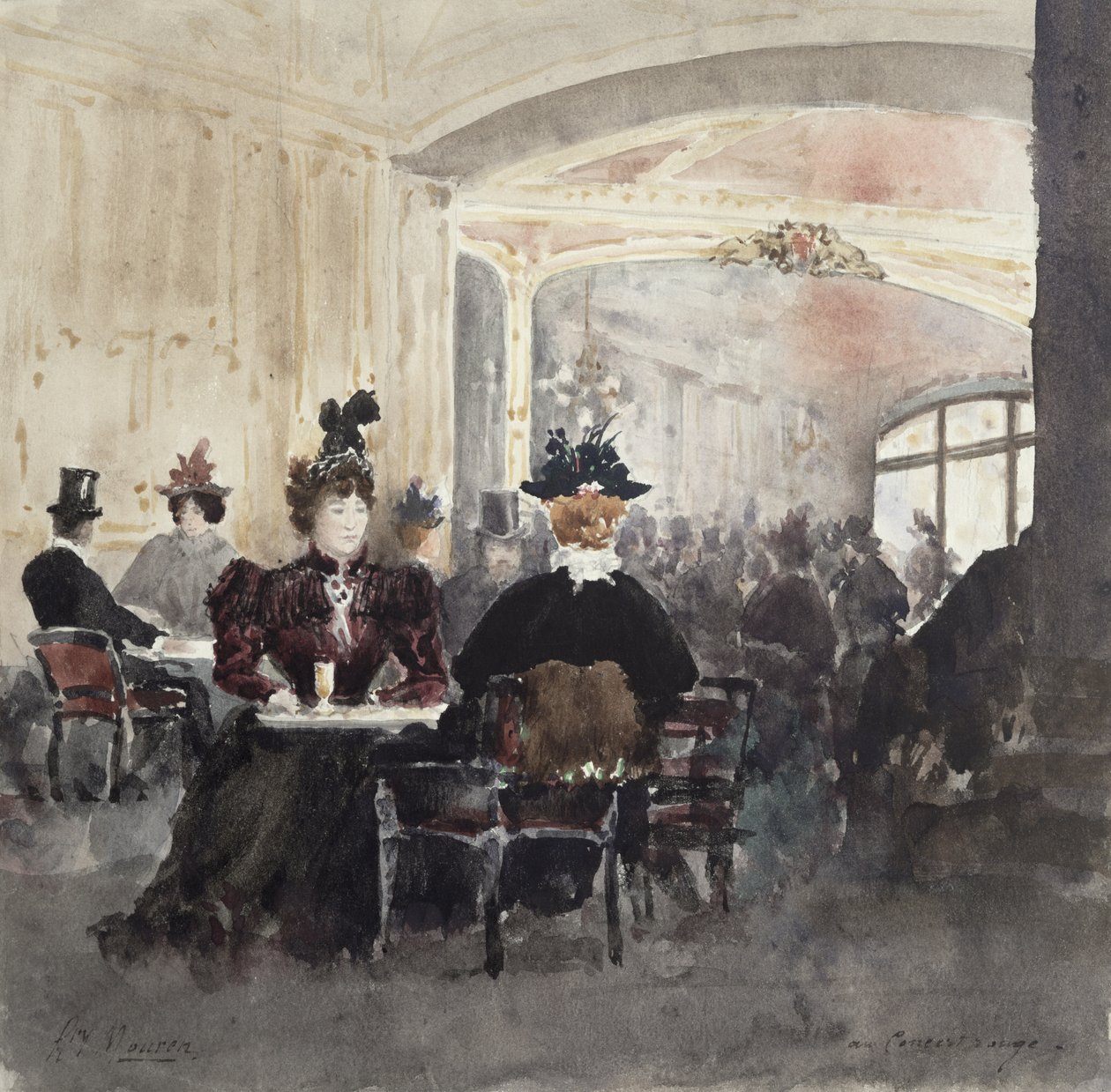 Interieur van het Concert Rouge door Henri Laurent Mouren