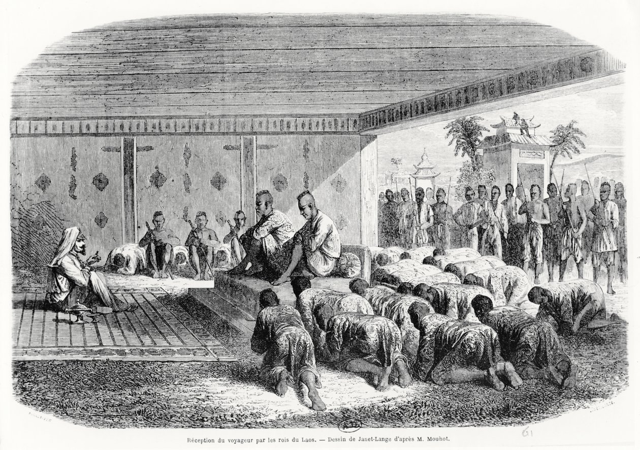 Ontvangst van een Reiziger door de Koning van Laos, 1861 door Henri Mouhot