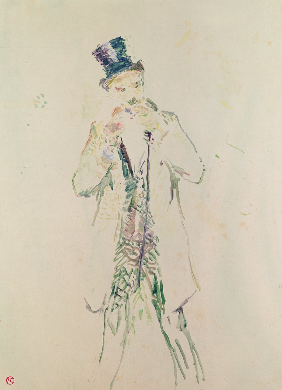 Een staande heer die zijn sigaar aansteekt, 1885 door Henri de Toulouse Lautrec