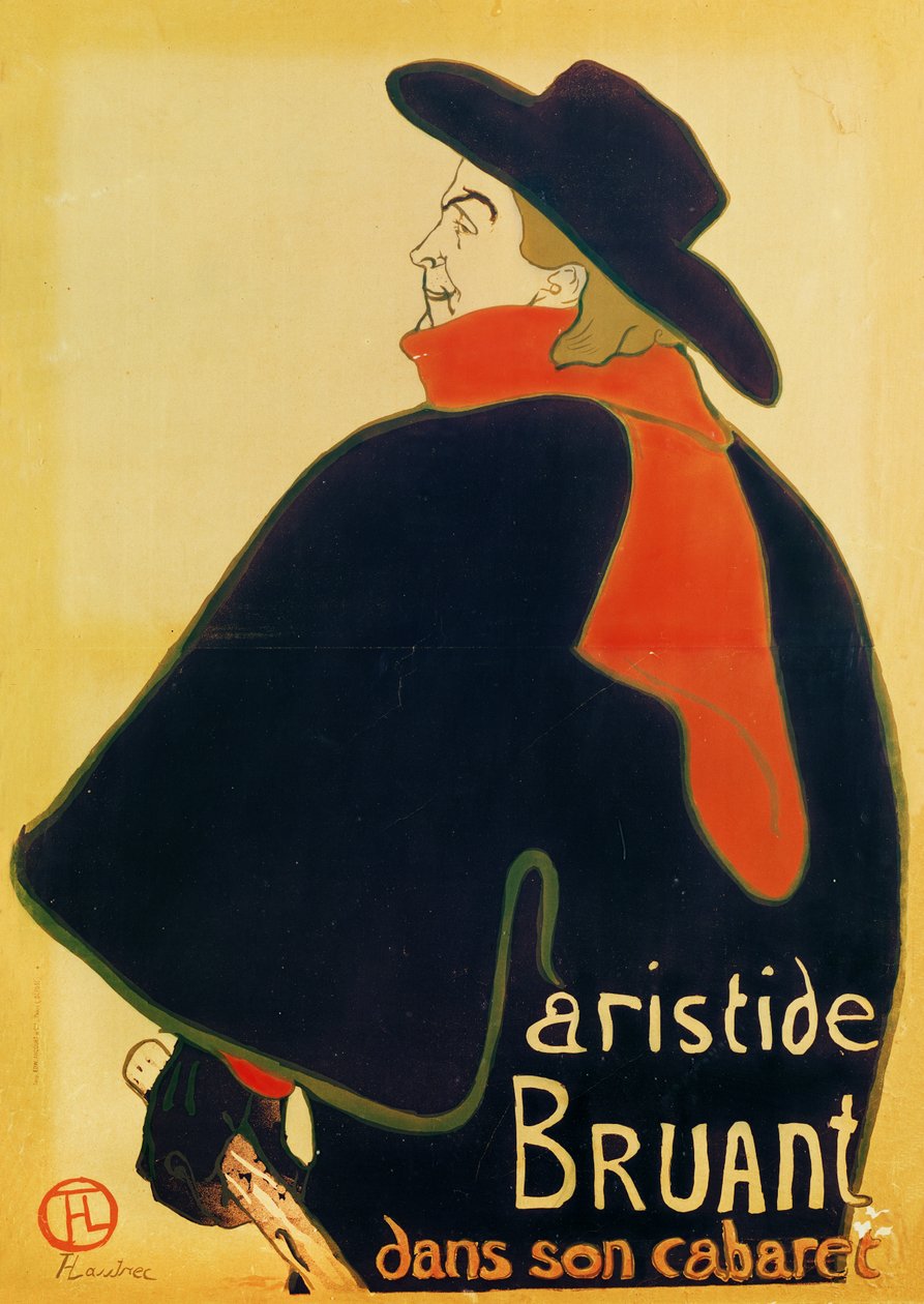 Aristide Bruant in zijn cabaret, 1893 door Henri de Toulouse Lautrec