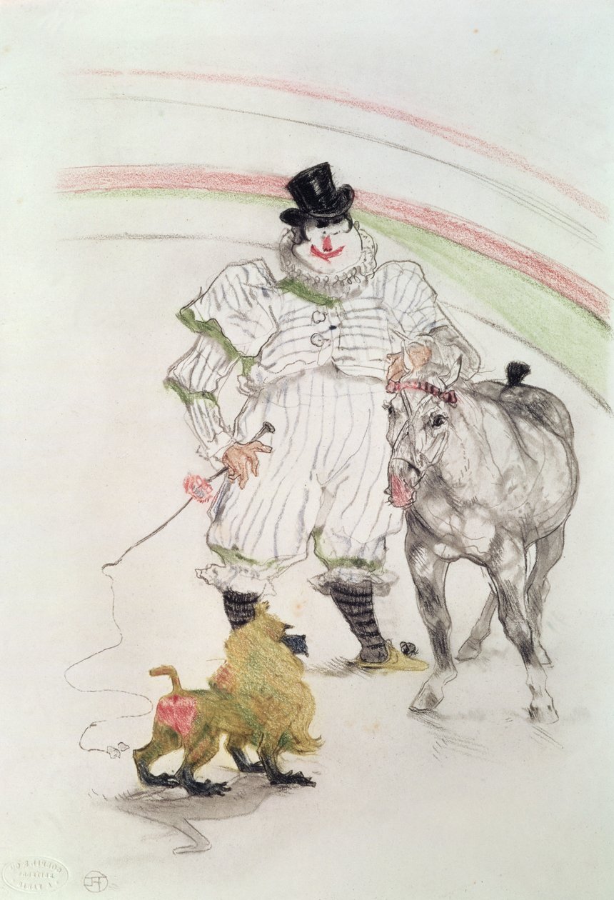 In het circus: optredend paard en aap, 1899 (krijt, krijtjes en grafiet) door Henri de Toulouse Lautrec