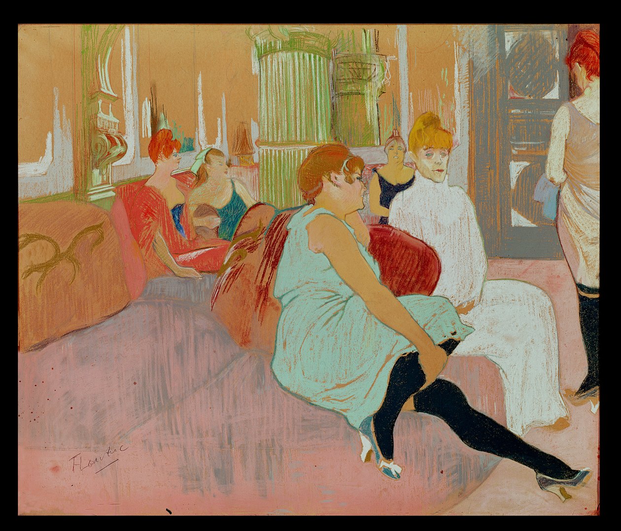 In de salon aan de Rue des Moulins, 1894 door Henri de Toulouse Lautrec