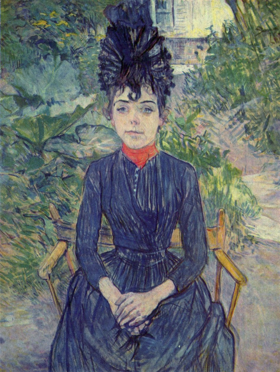 Justine Dieuhl in de tuin door Henri de Toulouse Lautrec