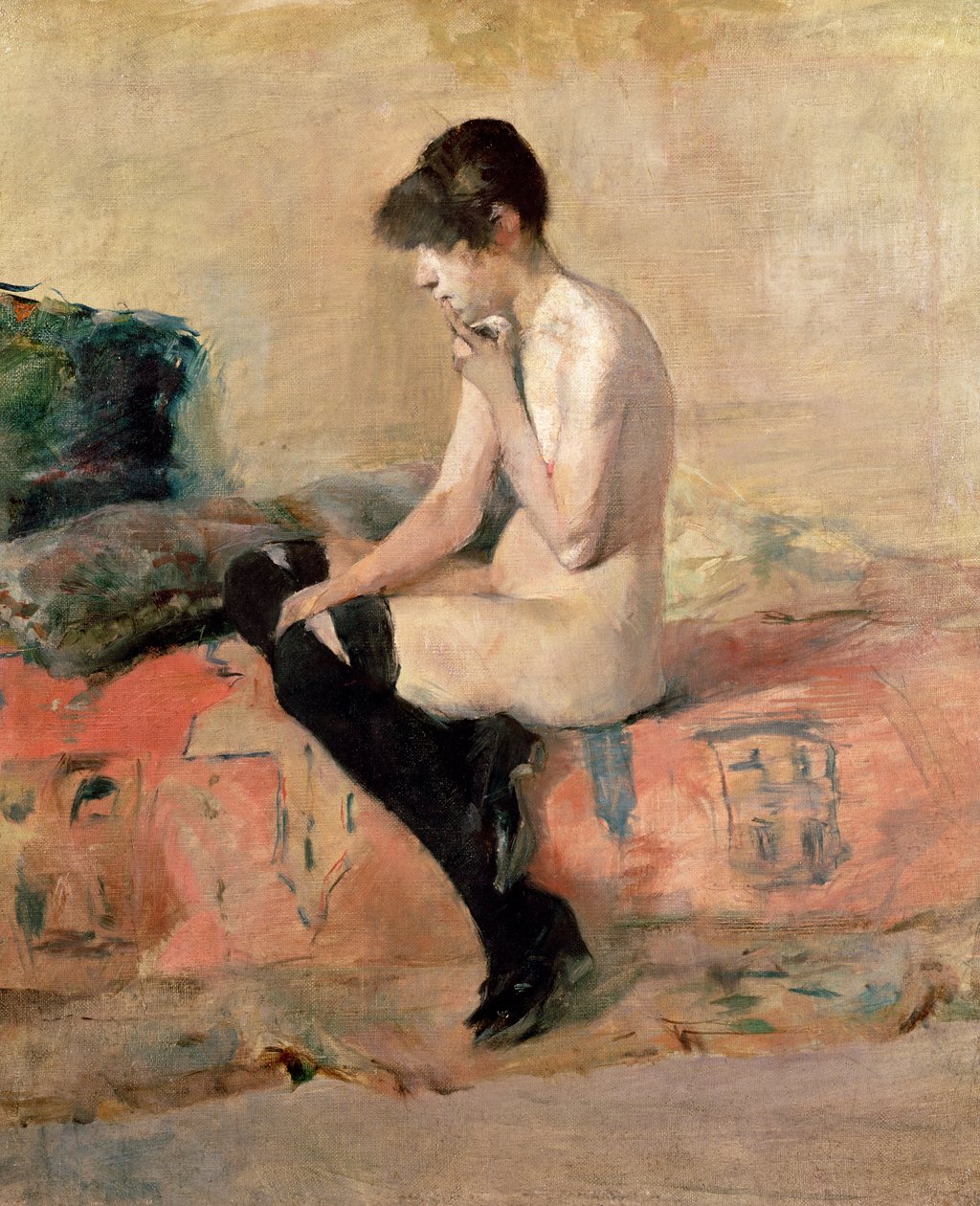 Naakte vrouw zittend op een divan door Henri de Toulouse Lautrec