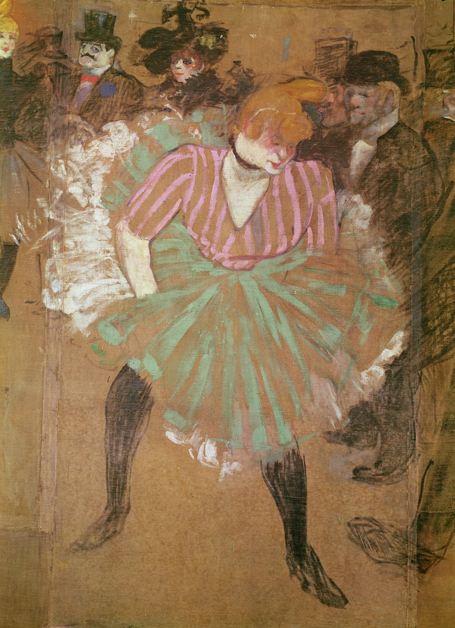 Panneaux voor de barak van de Goulue, op de kermis van Trône in Parijs. De Dans in de Moulin-Rouge: la Goulue (Louise Weber), 1895 door Henri de Toulouse Lautrec
