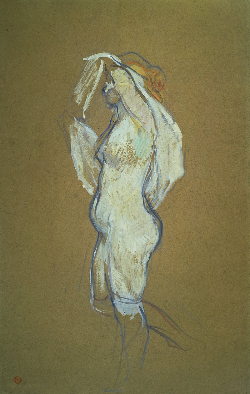 Vrouw die haar Shirt Optilt, 1896 door Henri de Toulouse Lautrec