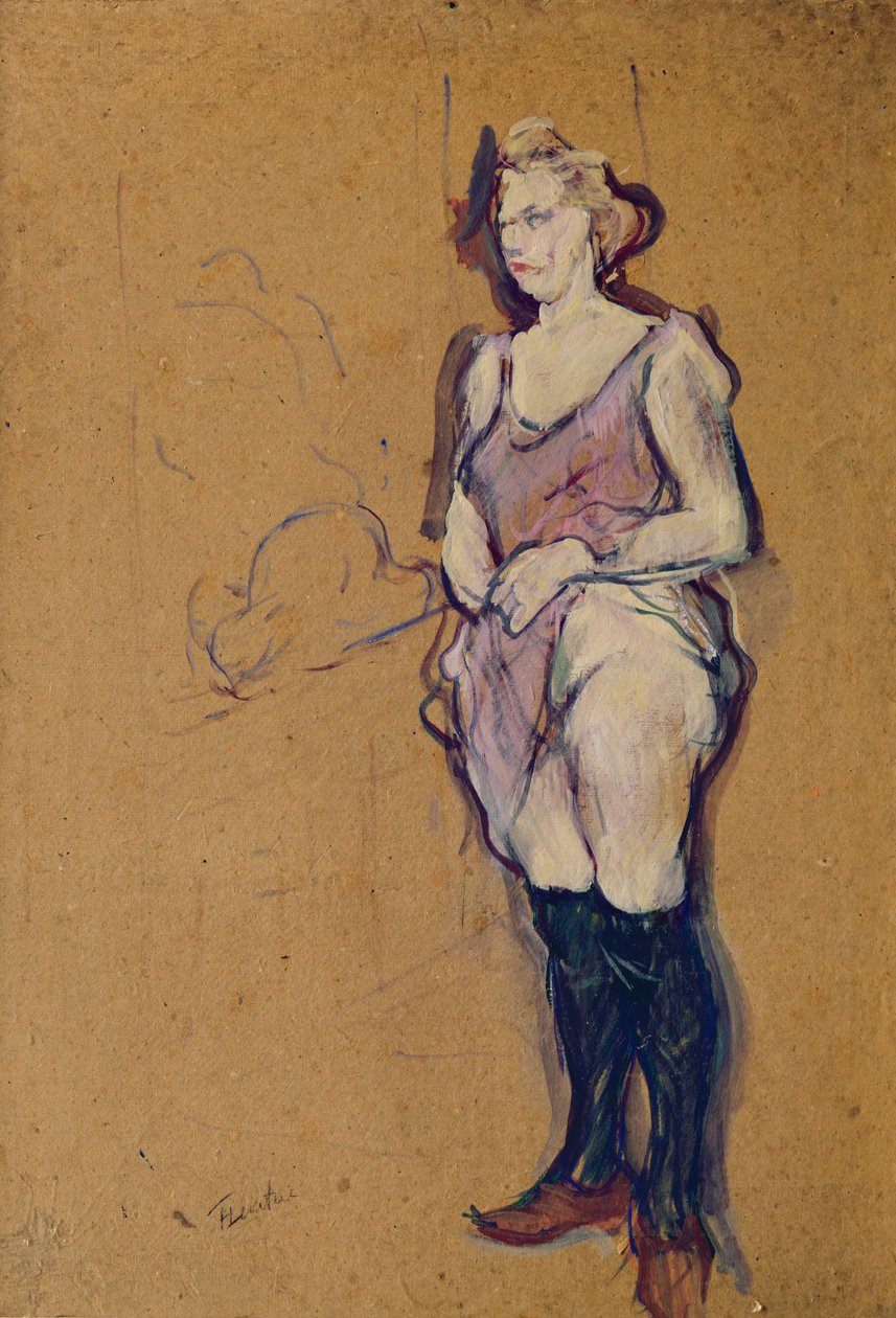 Vrouw die haar Jurk Vasthoudt of Vrouw in een Bordeel, 1894 door Henri de Toulouse Lautrec