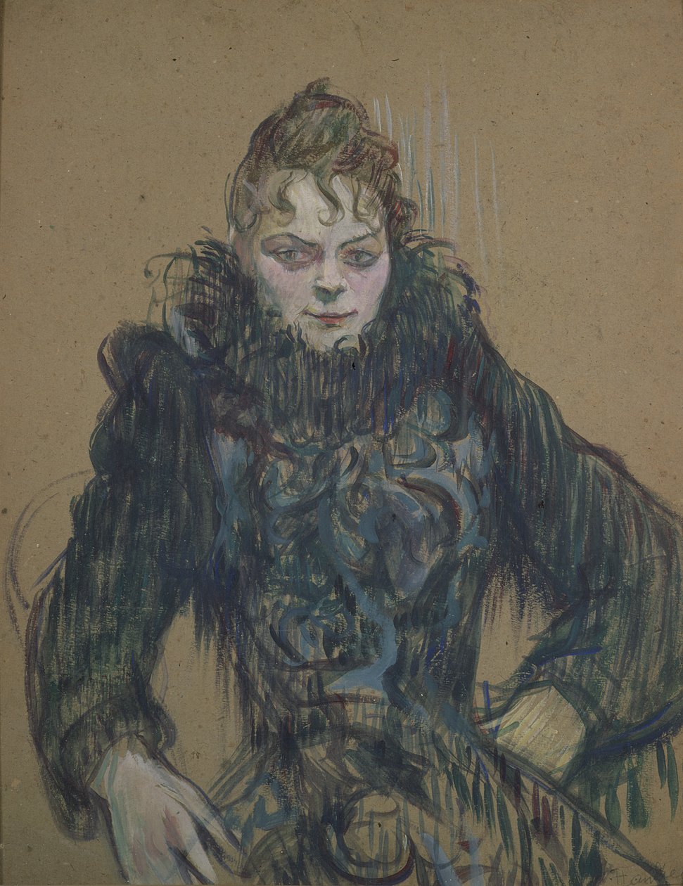 Vrouw met een zwarte boa, 1892 door Henri de Toulouse-Lautrec