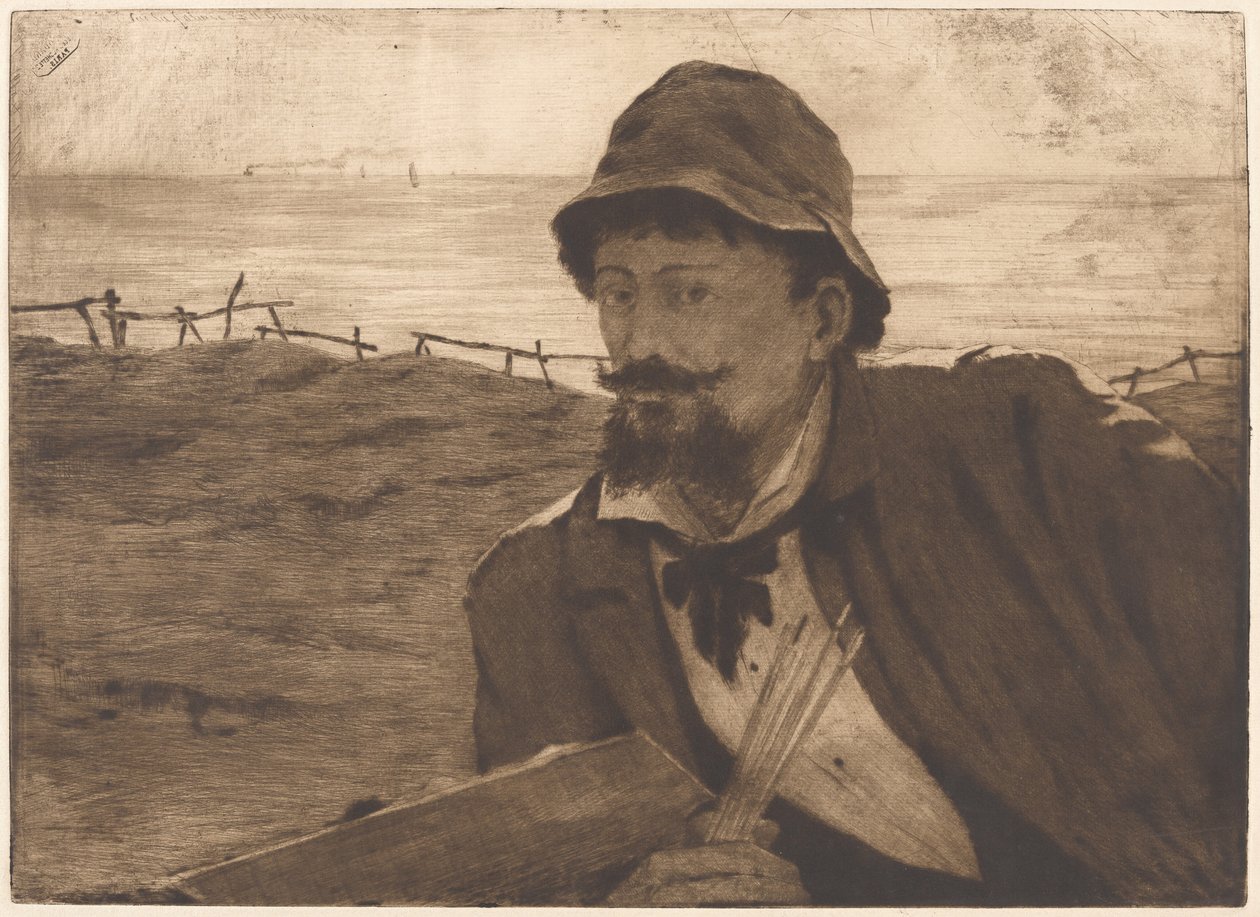 Op de klif [Zelfportret] door Henri-Charles Guérard