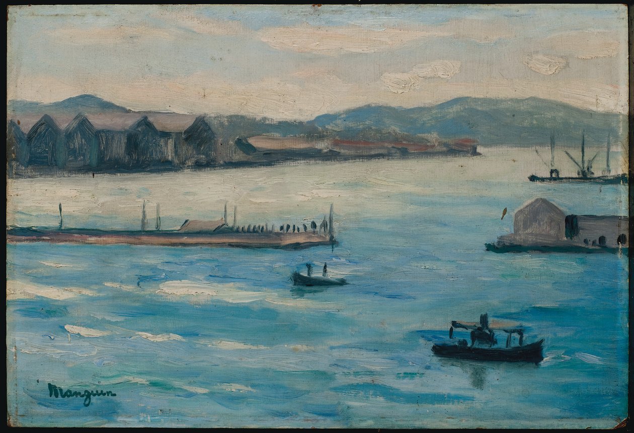 Toulon, de haveningang door Henri Charles Manguin