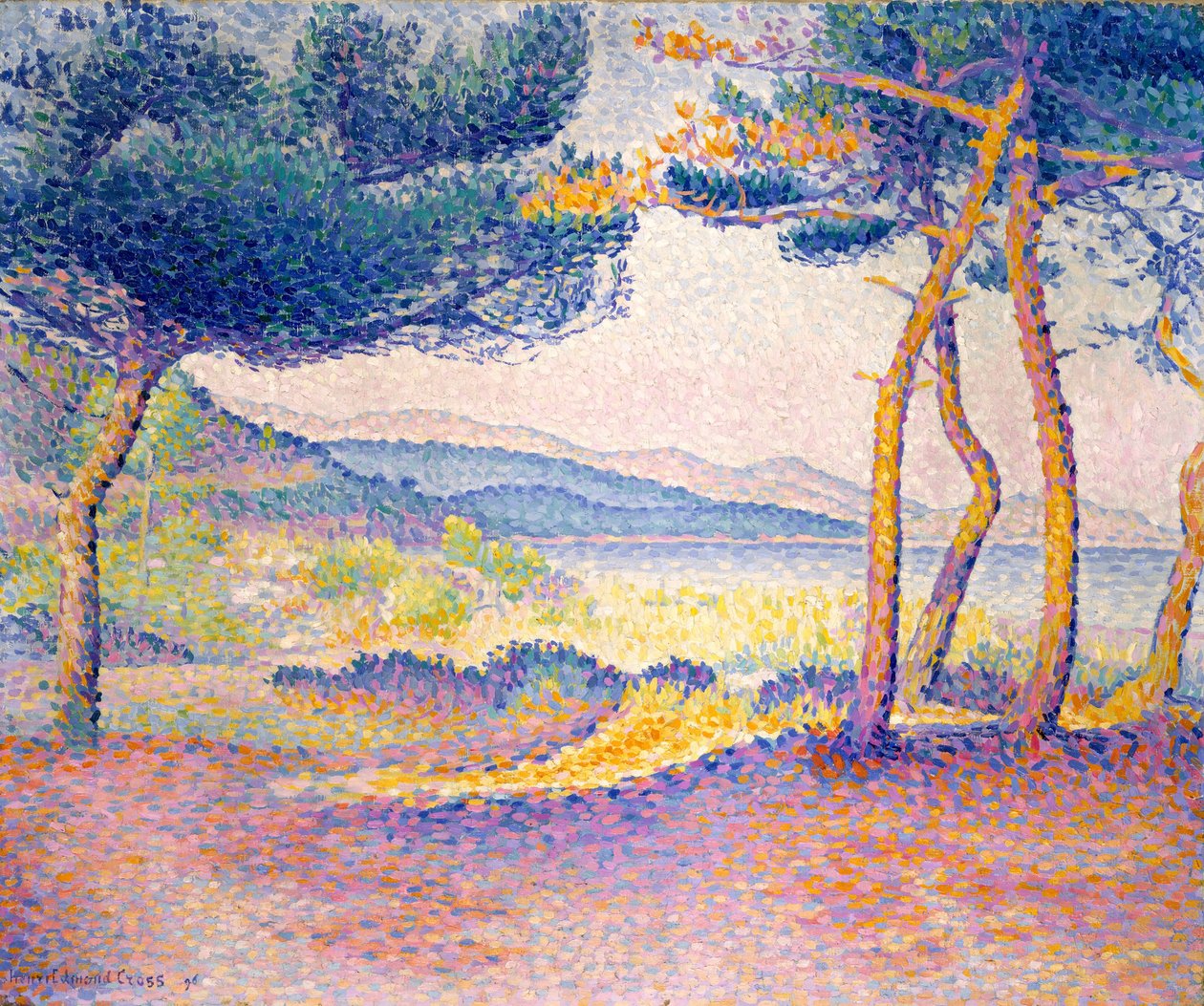 Pijnbomen langs de kust door Henri Edmond Cross