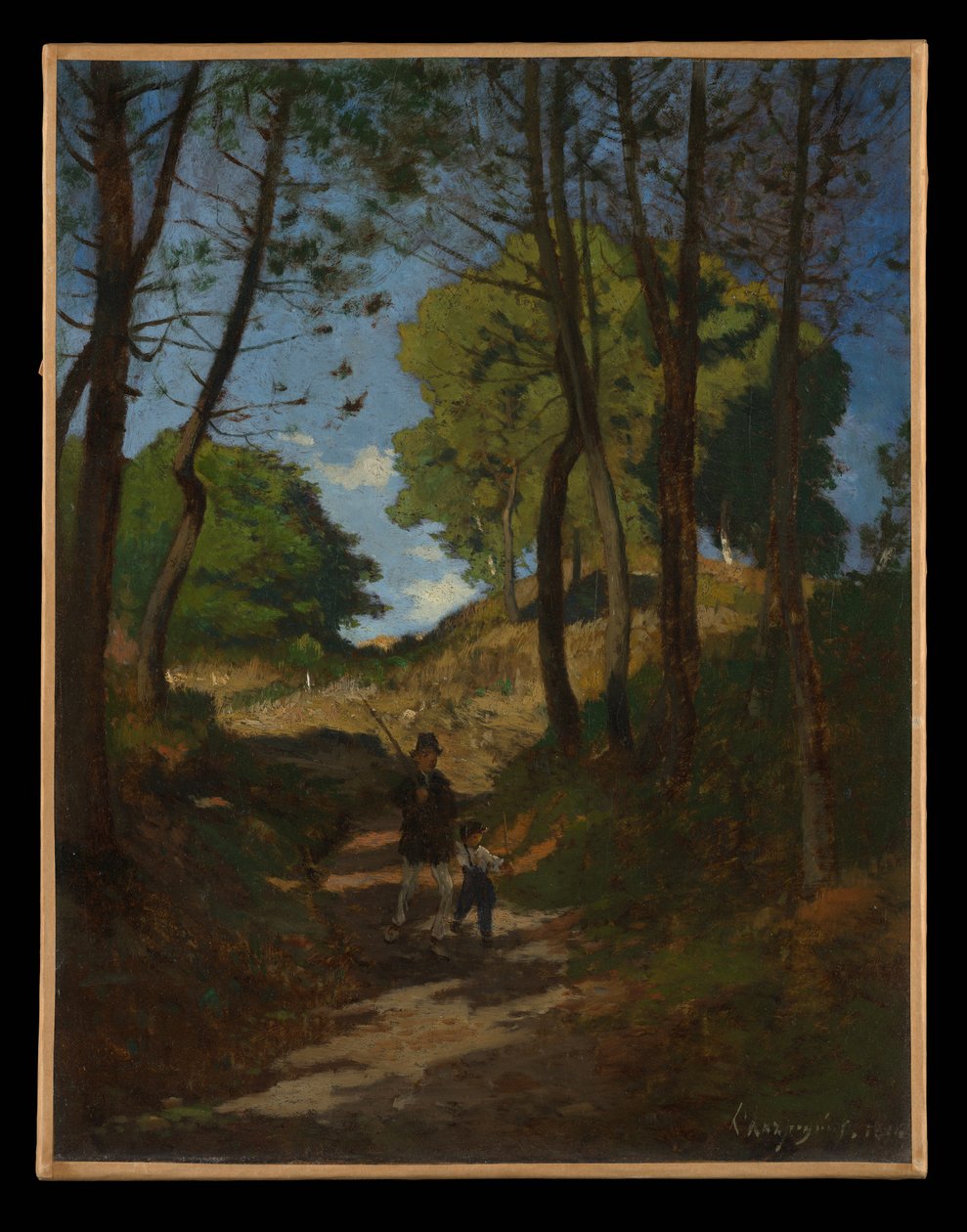 Dennenbomen in Les Trembleaux, bij Marlotte (Sapins aux Trembleaux in Marlotte) door Henri-Joseph Harpignies