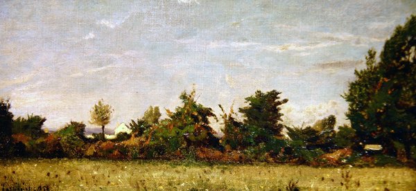 Landschap met huisje door Henri Joseph Harpignies
