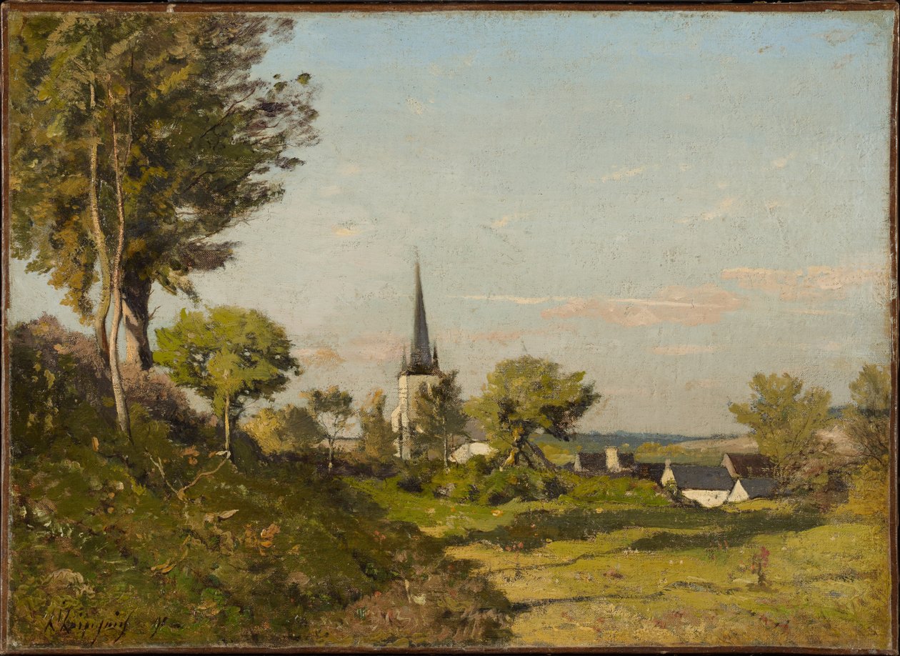 Landschap met een kerk door Henri-Joseph Harpignies