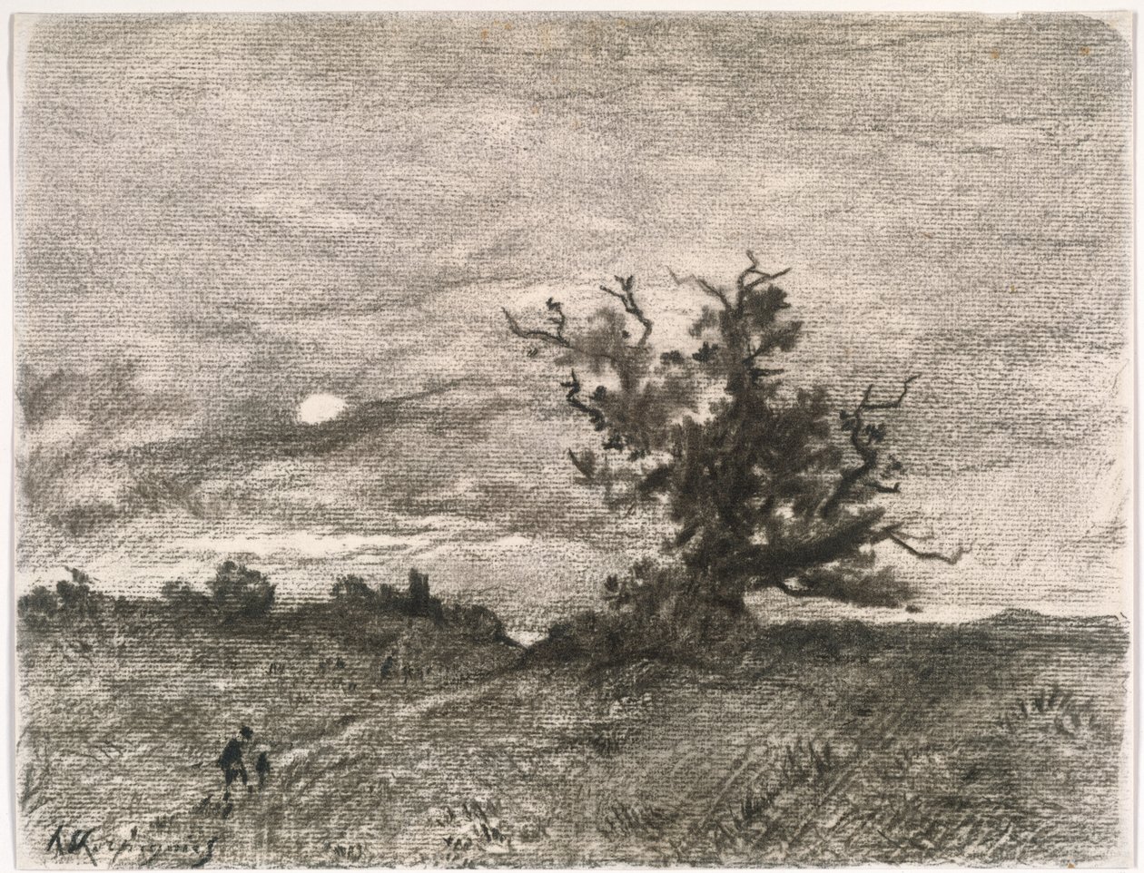 Landschap bij maanlicht door Henri-Joseph Harpignies